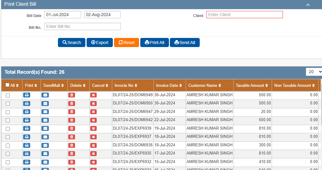 screenshot of Logistics Management Software